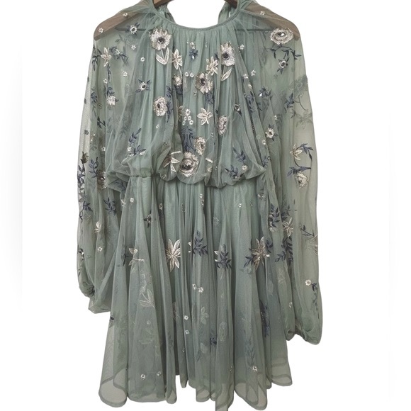 ASOS EDITION Petite Floral Beaded Mesh Dress Size: 4 - Picture 5 of 17